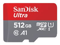 SanDisk Ultra - Flashminnekort (microSDXC til SD-adapter inkludert) - 512 GB - A1 / UHS Class 1 / Class10 - microSDXC UHS-I SDSQUAC-512G-GN6FA