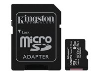 Kingston Canvas Select Plus - Flashminnekort (microSDXC til SD-adapter inkludert) - 64 GB - A1 / Video Class V10 / UHS Class 1 / Class10 - microSDXC UHS-I (en pakke 3) SDCS2/64GB-3P1A