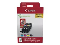 Canon CLI-526 C/M/Y/BK Photo Value Pack - 4-pack - 9 ml - svart, gul, cyan, magenta - original - boks - blekkbeholder / papirsett - for PIXMA iP4950, iX6550, MG5250, MG5350, MG6150, MG6250, MG8150, MG8250, MX715, MX885, MX895 4540B019