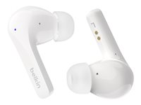 Belkin SoundForm Motion - True wireless-hodetelefoner med mikrofon - i øret - Bluetooth - aktiv støydemping - lydisolerende - hvit AUC010BTWH