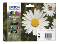 Epson 18 Multipack - 4-pack - 15.1 ml - svart, gul, cyan, magenta - original - blekkpatron - for Expression Home XP-212, 215, 225, 312, 315, 322, 325, 412, 415, 422, 425 C13T18064012