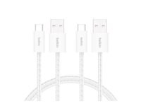 Belkin BoostCharge - USB-kabel - USB (hann) til USB-C (hann) - 1.5 m - flettet kabel, USB Fast Charge (15W) - hvit (en pakke 2) BBD010HQ05WH2PK