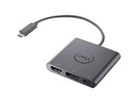 Dell Adapter USB-C to HDMI/DP with Power Pass-Through - Video adapter - 24 pin USB-C hann til HDMI, DisplayPort, USB-C (kun strøm) hunn - 18 cm - 4K-støtte, strømgjennomgang - for Chromebook 3110, 3110 2-in-1; Latitude 74XX; Precision 35XX, 55XX; XPS 15 95XX DBQAUANBC070