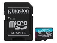Kingston Canvas Go! Plus - Flashminnekort (microSDXC til SD-adapter inkludert) - 512 GB - A2 / Video Class V30 / UHS-I U3 / Class10 - microSDXC UHS-I SDCG3/512GB