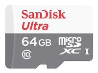SanDisk Ultra - Flashminnekort (microSDXC til SD-adapter inkludert) - 64 GB - UHS-I / Class10 - microSDXC UHS-I SDSQUNR-064G-GN6TA