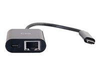 C2G USB C to Ethernet Adapter With Power Delivery - Black - Nettverksadapter - USB-C - Gigabit Ethernet x 1 - svart 82408