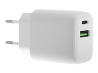 Insmat - Strømadapter - 30 watt - 3 A - PD 3.0, Quick Charge 3.0 - 2 utgangskontakter (USB, 24 pin USB-C) 530-9300