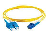 C2G LC-SC 9/125 OS1 Duplex Singlemode PVC Fiber Optic Cable (LSZH) - Koblingskabel - SC-enkeltmodus (hann) til LC-enkeltmodus (hann) - 15 m - fiberoptisk - dupleks - 9 / 125 micron - OS1 - halogenfri - gul 85592