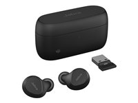 Jabra Evolve2 Buds MS - True wireless-hodetelefoner med mikrofon - i øret - Bluetooth - aktiv støydemping - USB-A via Bluetooth-adapter - lydisolerende - svart - Certified for Microsoft Teams 20797-999-999