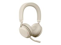 Jabra Evolve2 75 - Hodesett - on-ear - Bluetooth - trådløs - aktiv støydemping - USB-C - lydisolerende - beige - Optimert for UC 27599-989-898