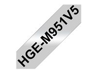 Brother HGE-M951V5 - Sort på sølv - Rull (2,4 cm x 8 m) 5 kassett(er) laminert teip - for P-Touch PT-9500pc, PT-9700PC, PT-9800PCN; P-Touch R RL-700S HGEM951V5
