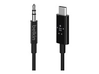 Belkin RockStar - Lydkabel - 24 pin USB-C hann til mini-phone stereo 3.5 mm hann - 1.83 m - hvit F7U079BT06-BLK