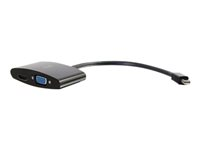 C2G 20cm Mini DisplayPort to HDMI or VGA Adapter Converter 4K UHD - Black - Video adapter - Mini DisplayPort hann til 15 pin D-Sub (DB-15), HDMI hunn - 20.3 cm - skjermet - svart - 4K-støtte 80935