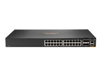 HPE Aruba CX 6300F - Switch - Kun horisontal overflatemontering - L3 - Styrt - 24 x 10/100/1000 (PoE+) + 4 x 50 Gigabit Ethernet SFP56 - front og side til bakside - rackmonterbar - PoE+ - TAA-samsvar S0G98A#ABB