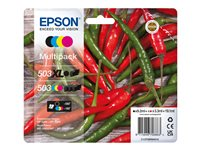 Epson 503XL Multipack - 4-pack - XL - svart, gul, cyan, magenta - original - blære med RF/lyd-alarm - blekkpatron - for Expression Home XP-5200, XP-5205; WorkForce WF-2960DWF, WF-2965DWF C13T09R94020