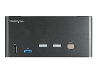 StarTech.com 2 Port Triple Monitor DisplayPort KVM Switch, 4K 60Hz UHD HDR, Desktop 4K DP 1.2 KVM with 2 Port USB 3.0 Hub (5Gbps) & 4x USB 2.0 HID Ports, Audio, Hotkey Switching, TAA - Keyboard/Video/Mouse Switch - KVM / lydsvitsj - 2 x KVM/lyd - stasjonær - TAA-samsvar SV231TDPU34K
