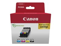 Canon CLI-571 C/M/Y/BK Multipack - 4-pack - 7 ml - svart, gul, cyan, magenta - original - blekkbeholder - for PIXMA TS5051, TS5053, TS5055, TS6050, TS6051, TS6052, TS8051, TS8052, TS9050, TS9055 0386C008