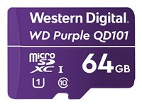 WD Purple SC QD101 WDD064G1P0C - Flashminnekort - 64 GB - UHS-I U1 / Class10 - microSDXC UHS-I - purpur WDD064G1P0C