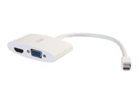 C2G 20cm Mini DisplayPort to HDMI or VGA Adapter Converter 4K UHD - White - Video adapter - Mini DisplayPort hann til 15 pin D-Sub (DB-15), HDMI hunn - 20.3 cm - skjermet - hvit - 4K-støtte 80936