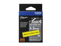 Brother HSe-611E - Svart på gult - Rull (0,52 cm x 1,5 m) 1 kassett(er) hengeboks - varmekrympetape - for P-Touch PT-D800, PT-E300, PT-E310, PT-E550, PT-P700, PT-P750, PT-P900, PT-P950 HSE611E