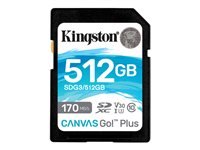 Kingston Canvas Go! Plus - Flashminnekort - 512 GB - Video Class V30 / UHS-I U3 / Class10 - SDXC UHS-I SDG3/512GB