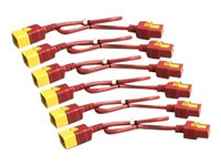 APC Power Cord Kit - Strømkabel - IEC 60320 C19 til IEC 60320 C20 - 16 A - 61 cm - rød (en pakke 6) - for P/N: SMT2200I-AR, SMT2200R2I-AR, SMT3000I-AR, SMT3000R2I-AR, SMX3000HVTUS, SRT10RMXLIX806 AP8716SX340