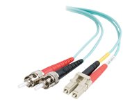 C2G LC-ST 10Gb 50/125 OM3 Duplex Multimode PVC Fiber Optic Cable (LSZH) - Nettverkskabel - ST flermodus (hann) til LC multimodus (hann) - 30 m - fiberoptisk - dupleks - 50 / 125 mikroner - OM3 - halogenfri - akvamarin 85548