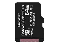 Kingston Canvas Select Plus - Flashminnekort - 64 GB - A1 / Video Class V10 / UHS Class 1 / Class10 - microSDXC UHS-I SDCS2/64GBSP