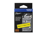 Brother HSe-631E - Svart på gult - Rull (1,12 cm x 1,5 m) 1 kassett(er) hengeboks - varmekrympetape - for P-Touch PT-D800, PT-E300, PT-E310, PT-E550, PT-P700, PT-P750, PT-P900, PT-P950 HSE631E