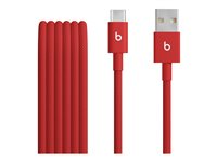 Beats - USB-kabel - USB (hann) til 24 pin USB-C (hann) - USB 2.0 - 1.5 m - flettet kabel, reinforced design, USB Fast Charge (15W) - rapid red MFEJ4ZM/A
