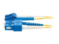 C2G LC-SC 9/125 OS1 Duplex Singlemode PVC Fiber Optic Cable (LSZH) - Koblingskabel - SC-enkeltmodus (hann) til LC-enkeltmodus (hann) - 2 m - fiberoptisk - dupleks - 9 / 125 micron - OS1 - halogenfri - gul 85587