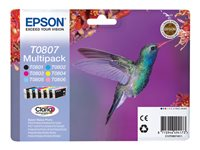 Epson T0807 Multipack - 6-pack - 44.4 ml - svart, gul, cyan, magenta, lys magenta, lys cyan - original - blister - blekkpatron - for Stylus Photo P50, PX650, PX660, PX700, PX710, PX720, PX730, PX800, PX810, PX820, PX830 C13T08074011