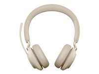 Jabra Evolve2 65 UC Stereo - Hodesett - on-ear - Bluetooth - trådløs - USB-C - lydisolerende - beige 26599-989-898