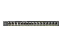 NETGEAR GS316P - Switch - ikke-styrt - 16 x 10/100/1000 (PoE+) - stasjonær, veggmonterbar - PoE+ (115 W) GS316P-100EUS