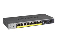 NETGEAR Smart GS110TPv3 - Switch - smart - 8 x 10/100/1000 (PoE) + 2 x SFP - stasjonær, veggmonterbar - PoE+ (55 W) - DC-strøm GS110TP-300EUS