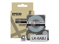 Epson LabelWorks LK-6ABJ - Matt - svart på matt grått - Rull (2,4 cm x 8 m) 1 kassett(er) hengeboks - tape - for LabelWorks LW-C610 C53S672088