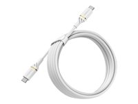 OtterBox Standard - USB-kabel - 24 pin USB-C (hann) til 24 pin USB-C (hann) - USB 2.0 - 3 A - 3 m - Power Delivery-støtte - skystøvhvit 78-52674