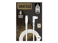 GRATEQ PRO - USB-kabel - 24 pin USB-C (hann) til 24 pin USB-C (hann) vinklet - 5 A - 2.25 m - USB Power Delivery (240 W) - hvit 86071GC