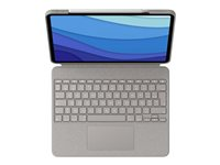Logitech Combo Touch - Tastatur og folioveske - med styrepute - bakgrunnsbelyst - Apple Smart connector - AZERTY - Fransk - sand - for Apple 12.9-inch iPad Pro (5. generasjon) 920-010218