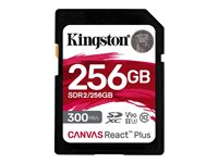 Kingston Canvas React Plus - Flashminnekort - 256 GB - Video Class V90 / UHS-II U3 / Class10 - SDXC UHS-II SDR2/256GB