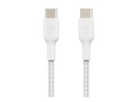 Belkin BoostCharge - USB-kabel - 24 pin USB-C (hann) til 24 pin USB-C (hann) - USB 2.0 - 3 A - 1 m - USB Power Delivery (60W) - hvit (en pakke 2) CAB004BT1MWH2PK