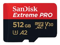 SanDisk Extreme Pro - Flashminnekort (microSDXC til SD-adapter inkludert) - 512 GB - A2 / Video Class V30 / UHS-I U3 / Class10 - microSDXC UHS-I SDSQXCD-512G-GN6MA