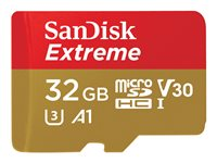 SanDisk Extreme - Flashminnekort (microSDHC til SD-adapter inkludert) - 32 GB - A1 / Video Class V30 / UHS-I U3 - microSDHC UHS-I SDSQXAF-032G-GN6AT