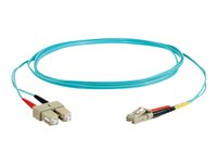 C2G LC-SC 10Gb 50/125 OM3 Duplex Multimode PVC Fiber Optic Cable (LSZH) - Nettverkskabel - SC flermodus (hann) til LC multimodus (hann) - 2 m - fiberoptisk - dupleks - 50 / 125 mikroner - OM3 - halogenfri - akvamarin 85532