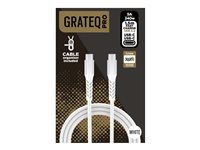 GRATEQ - USB-kabel - 24 pin USB-C (hann) til 24 pin USB-C (hann) - USB 3.2 - 5 A - 1.5 m - USB Power Delivery (240 W) - hvit 86080GC