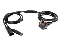 C2G Power Cord Splitter - Strømsplitter - BS 1363 (hann) til power IEC 60320 C13 - AC 250 V - 3 m - formstøpt - svart - Storbritannia 80628