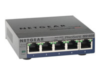 NETGEAR Plus GS105Ev2 - Switch - Styrt - 5 x 10/100/1000 - stasjonær GS105E-200PES