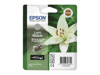 Epson T0597 - 13 ml - lys svart - original - blære med RF/lyd-alarm - blekkpatron - for Stylus Photo R2400 C13T05974020