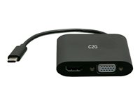 C2G USB C to HDMI & VGA Dual Monitor Adapter - 4K 30Hz - Black - Video adapter - 24 pin USB-C hann til HD-15 (VGA), HDMI hunn - svart - 4K 30Hz støtte C2G29830