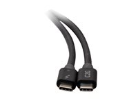 C2G 2.5ft Thunderbolt 4 USB C Cable - USB C to USB C - 40Gbps - M/M - Thunderbolt-kabel - 24 pin USB-C (hann) til 24 pin USB-C (hann) - USB 3.2 / DisplayPort 2.1 / Thunderbolt 4 - 30 V - 76 cm - USB Power Delivery (100 W), 8K 60Hz støtte, 4 K 60 Hz (4096 x 2160) støtte, Ethernet-støtte - svart C2G28886